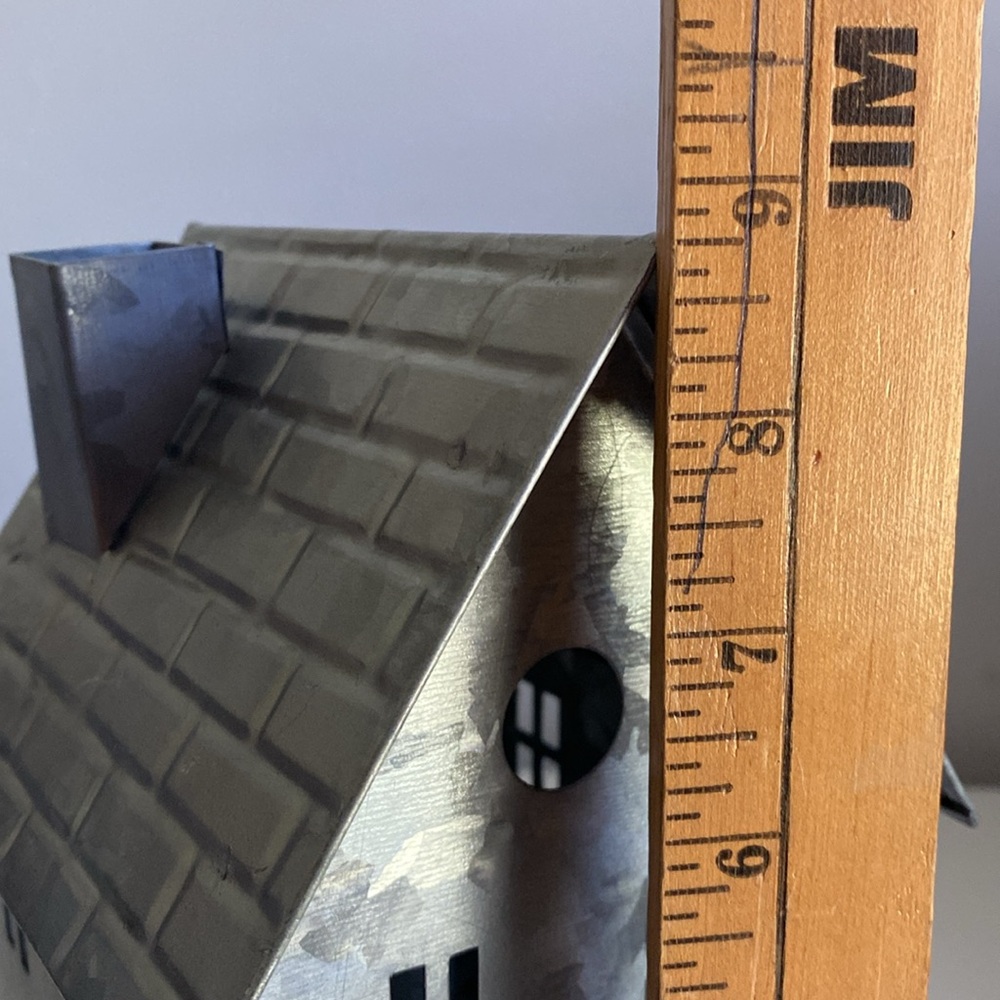 Pottery Barn Gray Galvanized Decorative House Lantern Christmas Village NEW - Picture 6 of 7